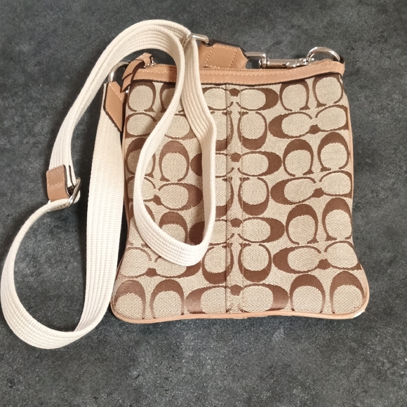 Coach Beige/Tan Signature Canvas Crossbody - Picture 2 of 6